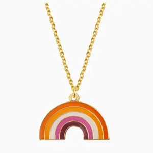 Lesbian Rainbow Necklace - Colorful Rainbow Design with Chain and Pendant