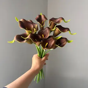 14.17in 10 Stems PU Calla Lily Artificial Flowers, Real Touch, UV Resistant, Dustproof, Anti-Fade, Long-Lasting, for Wedding, Party, Home Vase, Living Room, Office, Outdoor & Aesthetic Decor