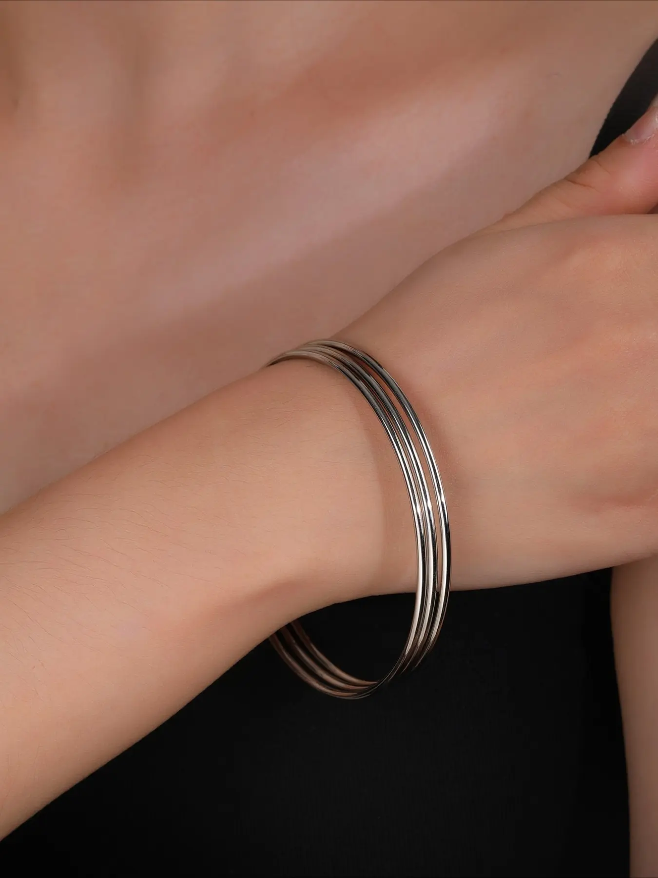 3-piece Set of Fashionable Instagram Style Metal Folding Thin Bracelet, Versatile Stainless Steel Bracelet for Women
