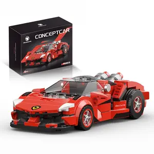 City Sports Car Building Blocks Model Car Kit Model Sets Assembly Small Particle Red Racing Car Model Bricks Desktop Ornaments Collection Kids Birthday Halloween Christmas Gifts