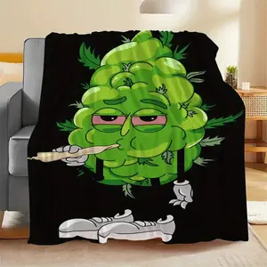 Soft and Comfortable Flannel Printed Blanket with Weed Bud Design - Machine Washable, All-season Comfort, Suitable for Bed, Sofa, Travel, and Camping - the Perfect Gift, Digitally Printed