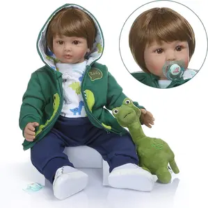 Reborn Toddler Dolls 24 Inch Realistic Giant Dinosaur Themed Babydolls Set With Plush Dino Doll Pacifier Collectible Birthday Holiday Gifts For Kids