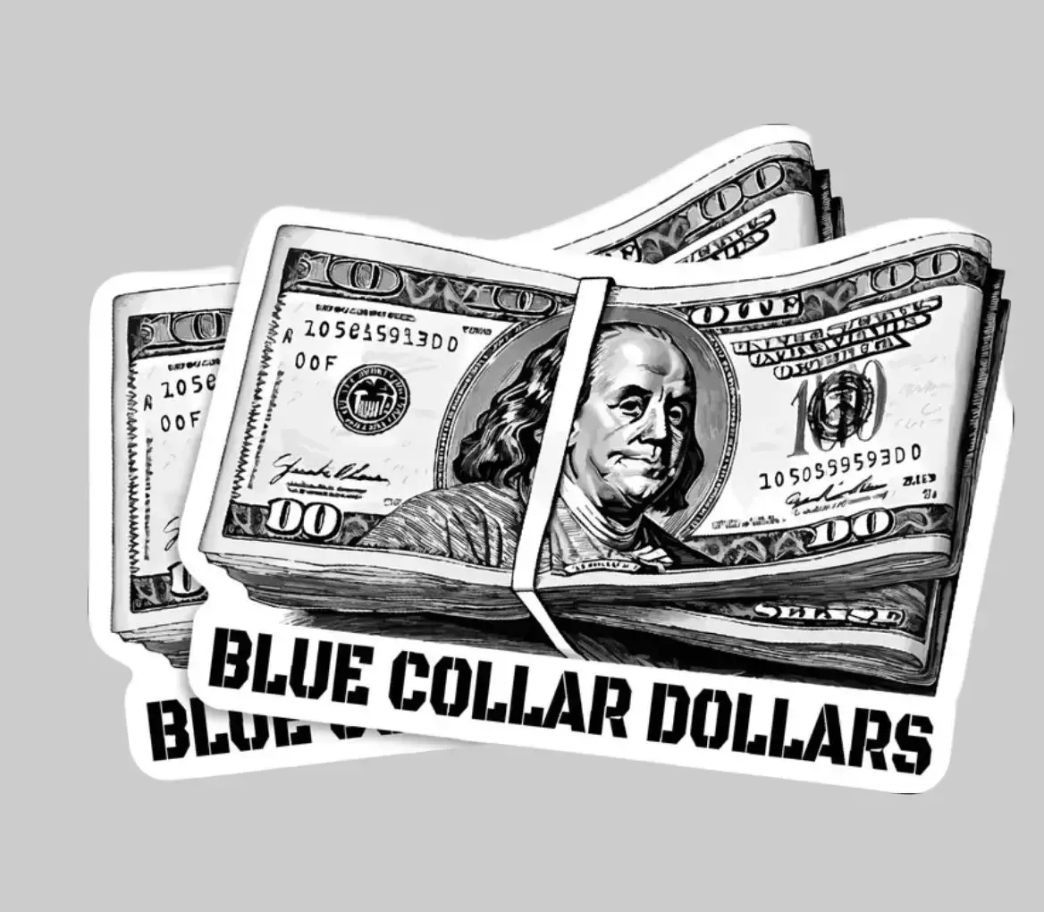 Blue Collar Dollars Sticker Money Sticker Hard Hat Sticker, Blue Collar Dollars Decal – Franklin Cash Sticker, Worker Pride Hard Hat Humor Vinyl