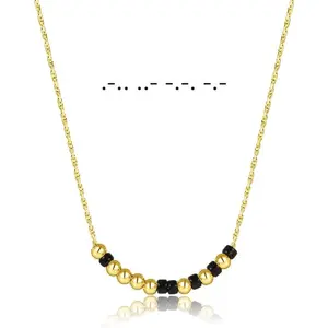 Morse Code Necklaces for Women Men Gold Black Beads Choker Necklace Bff Friendship Couple Necklace Lucky Jewelry GiftValentine's Day gifts