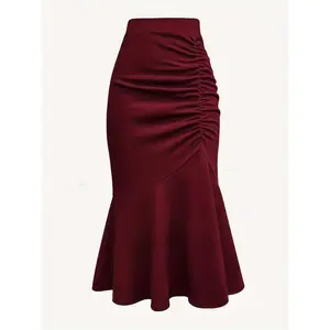 Women's solid pleated skirt, elegant solid color skirt for parties, holidays, weddings, and guests, women's underwear for all seasonsRAIMENTRY