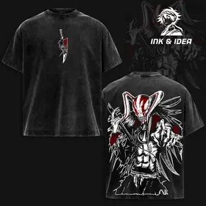 Ichigo Hollow Form Bleach Anime Tee Shirt Hoodie, Vintage Washed Oversized Graphic Tee, Vasto Lorde Mask Art, Kurosaki Ichigo Transformation T-Shirt, Unisex Streetwear Anime Merch Gift For Bleach Fans