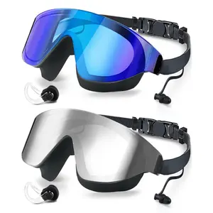 Upgrade Swim Goggles 2Pack, Frameless Wide View Swimming Goggles, Anti-Fog Anti-UV No Leaking Pool Goggles for Men Women Adult