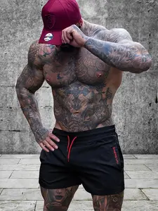 Men's Letter Print Gym Shorts, Fitness Shorts, Athletic Wear Shorts, Athletic Sports Shorts, Quick Drying Breathable Comfortable Shorts for Gym Workout Running, Casual Sporty Shorts for All Seasons