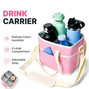 【father's day gift ideas 】Insulated Cup Caddy Tote Bag with Adjustable Shoulder Strap and Multi-Pocket Dividers, Portable Drink Carrier for Outdoor Picnics, Beach Trips, Tailgating, and Daily Commute Delivery Services Summervibes  Summervibes outdoorfun