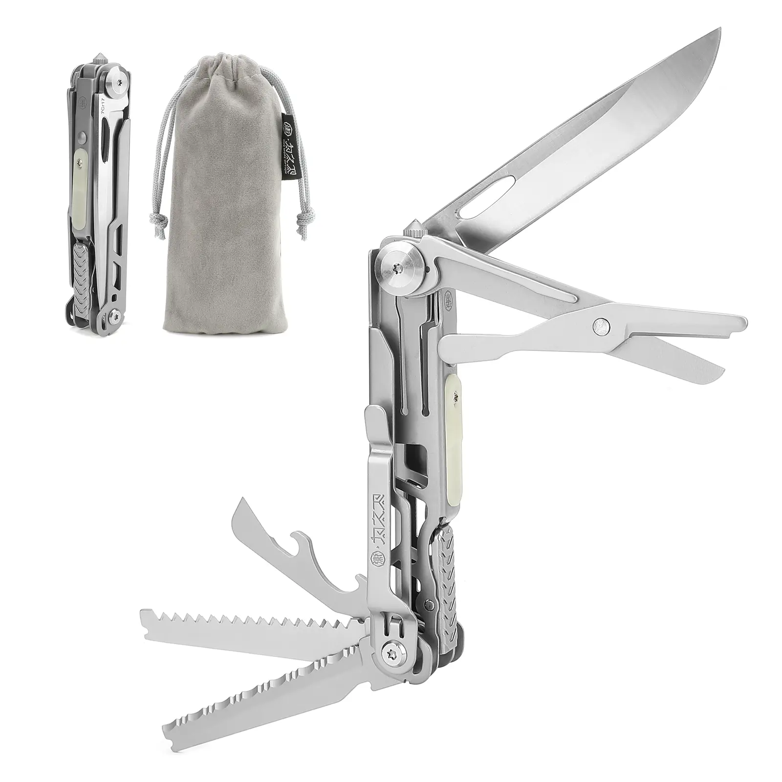 WESVE MT-18 10-in-1 Professional Multitool - Outdoor Multifunctional EDC Gear, Multipurpose Emergency Kit On the Road, Stainless Steel Tungsten Glass Breaker, Saw, Scissors, Serrated Blade, Wire Stripper, Bottle Opener, Can Opener, Fluorescent Strip, Outd