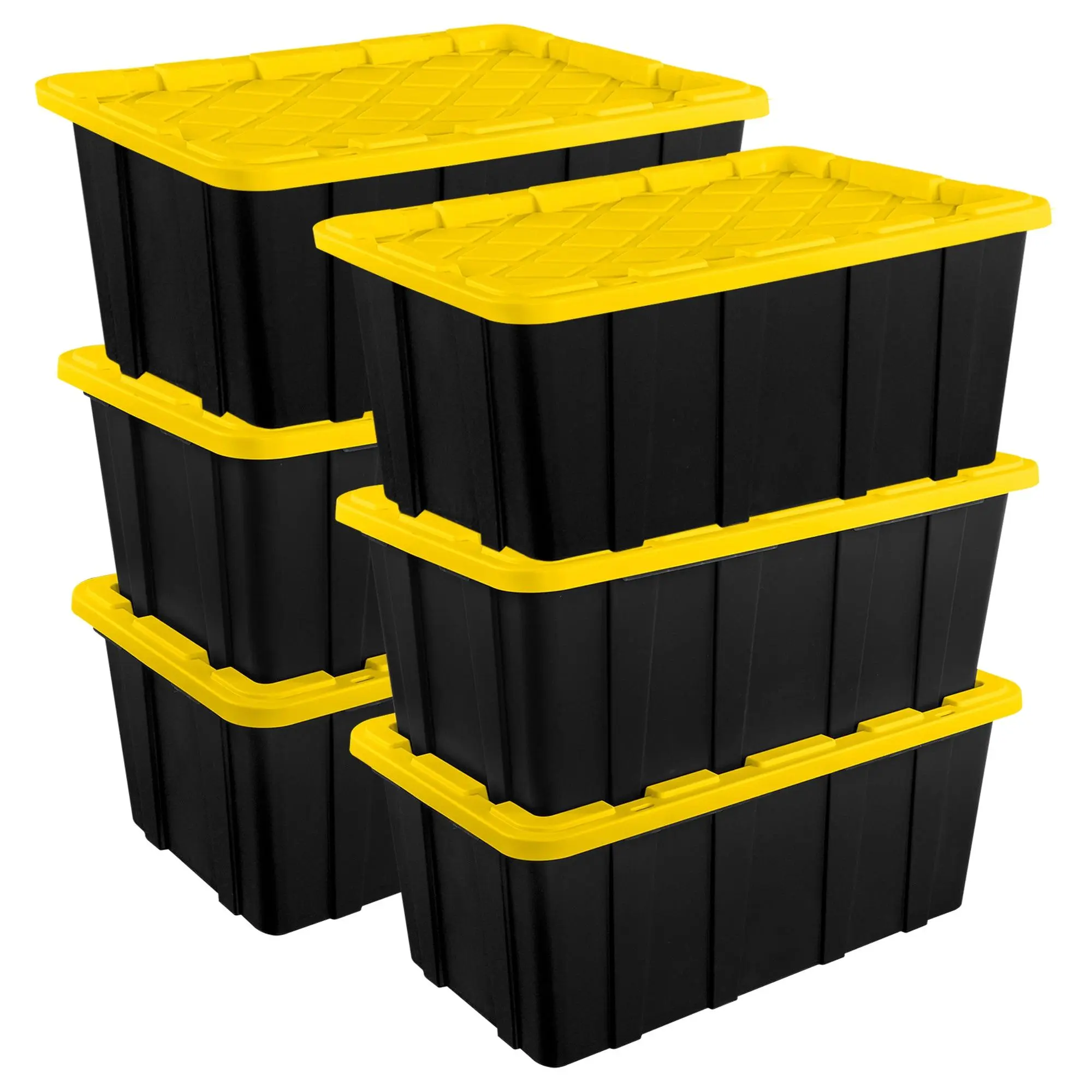 Sterilite 27 Gallon Industrial Stackable Storage Tote Lidded Containers, 6 Pack Sterilite 27 Gallon Industrial Stackable Storage Tote Lidded Containers, 6 Pack
