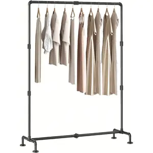 Industrial Pipe Clothing Rack Free Standing,Duty Vintage Detachable Garment Rack with 4 Stable Feet for Clothes Retail Display,Black