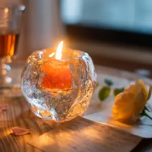 Decorative Tabletop Ornaments Glass Romantic Candle Light Cup Ice Cave Candle Cup Ice Light Large for Branch Candles & Cup Candles