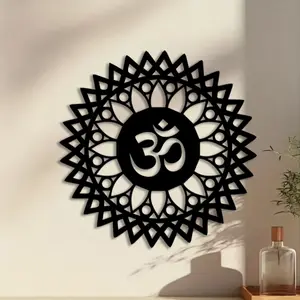 1pc Om Mandala Metal Wall Art, Minimalist Mural, Modern Home Decoration, Perfect for Meditation Room Wall, Earth Day Decor, Ideal Gift for Wellness Lovers, Anti-Corrosion Metal