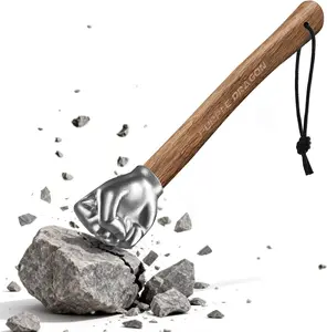Purple Dragon Fist Hammer Tool – 2 lb Iron Fist-Shaped Hammer with Wooden Handle, Multi-Purpose Hand Tool for DIY, Camping, Home Decor & Gifts for Men