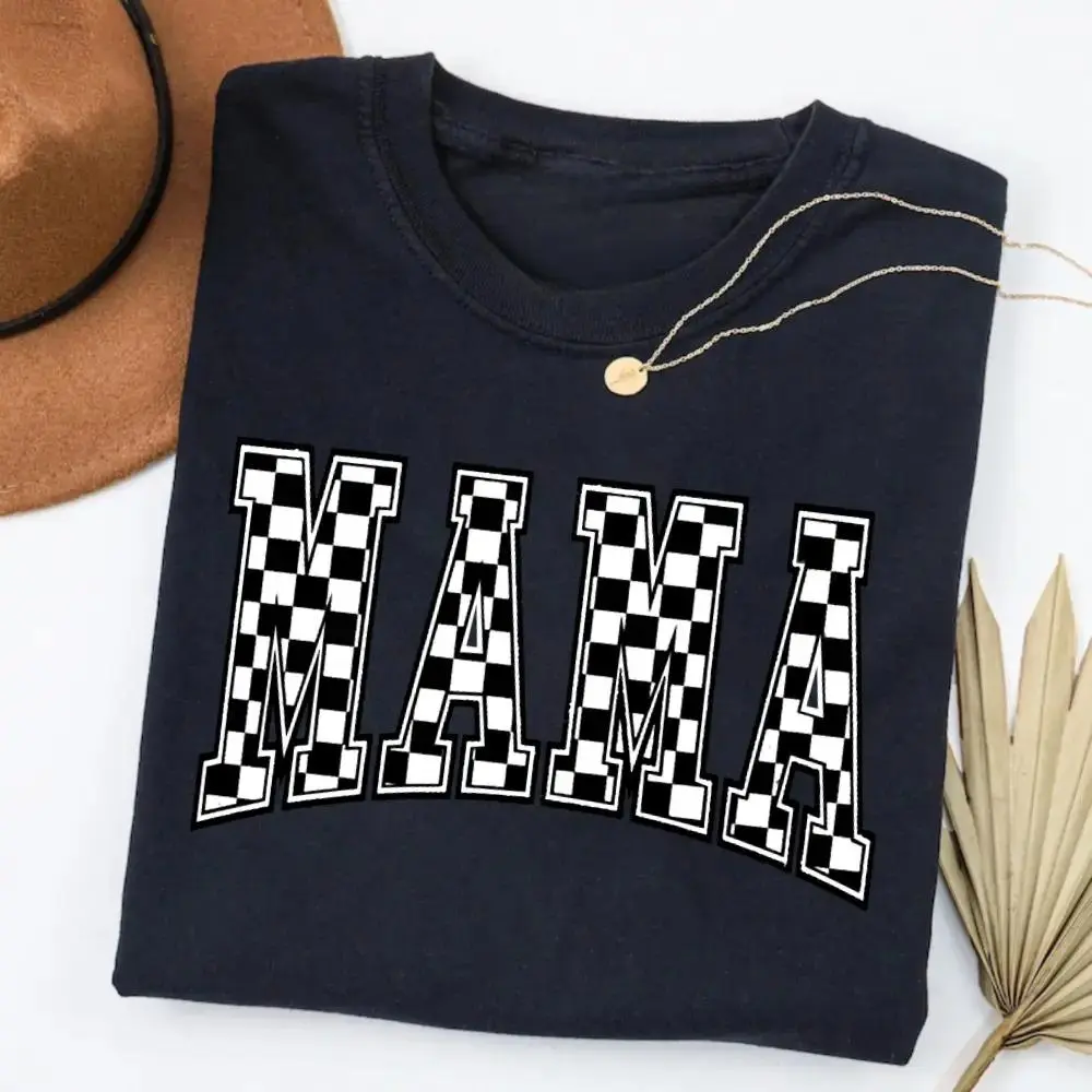 [100% cotton] Checkered Mama Shirt, Gift for Mom, Retro Mom Shirt, Mother's Day Gift, Vintage Checkered Shirt, [100% cotton] Tee, Full Colors