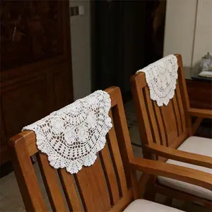 Handmade Crocheted Placemat - Nordic Table Mat Suitable for Dining Table Decor, Retro Woven Oval Table, Rustic Crochet Tableware for, Cafes, Photo Props, Crochet