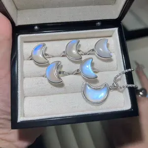 s925 natural crystal gems June Birthstone moonstone ring jewelry