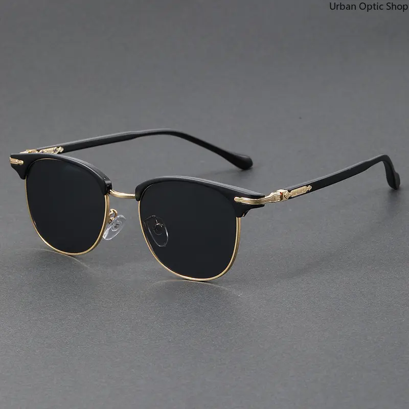 XUH Unisex Retro Metal Small Square-Round Sunglasses, UV400 Protection, Anti-Glare Dark Lenses, Euro-American Fashion Nylon Eyewear for Outdoor Driving