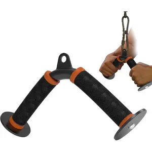 Tricep V Bar  Attachment for Gym &  Workouts, Tricep Pull Down Attachment with Non-Slip Grips, Orange