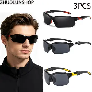 3-Pack Polarized Sports Sunglasses, Windproof Unbreakable Outdoor Eyewear for Men and Women, Ideal for Running, Driving