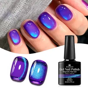 MSRUIOO 8ml Colorful Gem Magnetic Gel Nail Polish, 6 Colors Vivid Clear Amber Jelly Effect Transparent UV LED Cat Eye Gel Polish, Salon Quality, Ideal Gift for Women and Girls