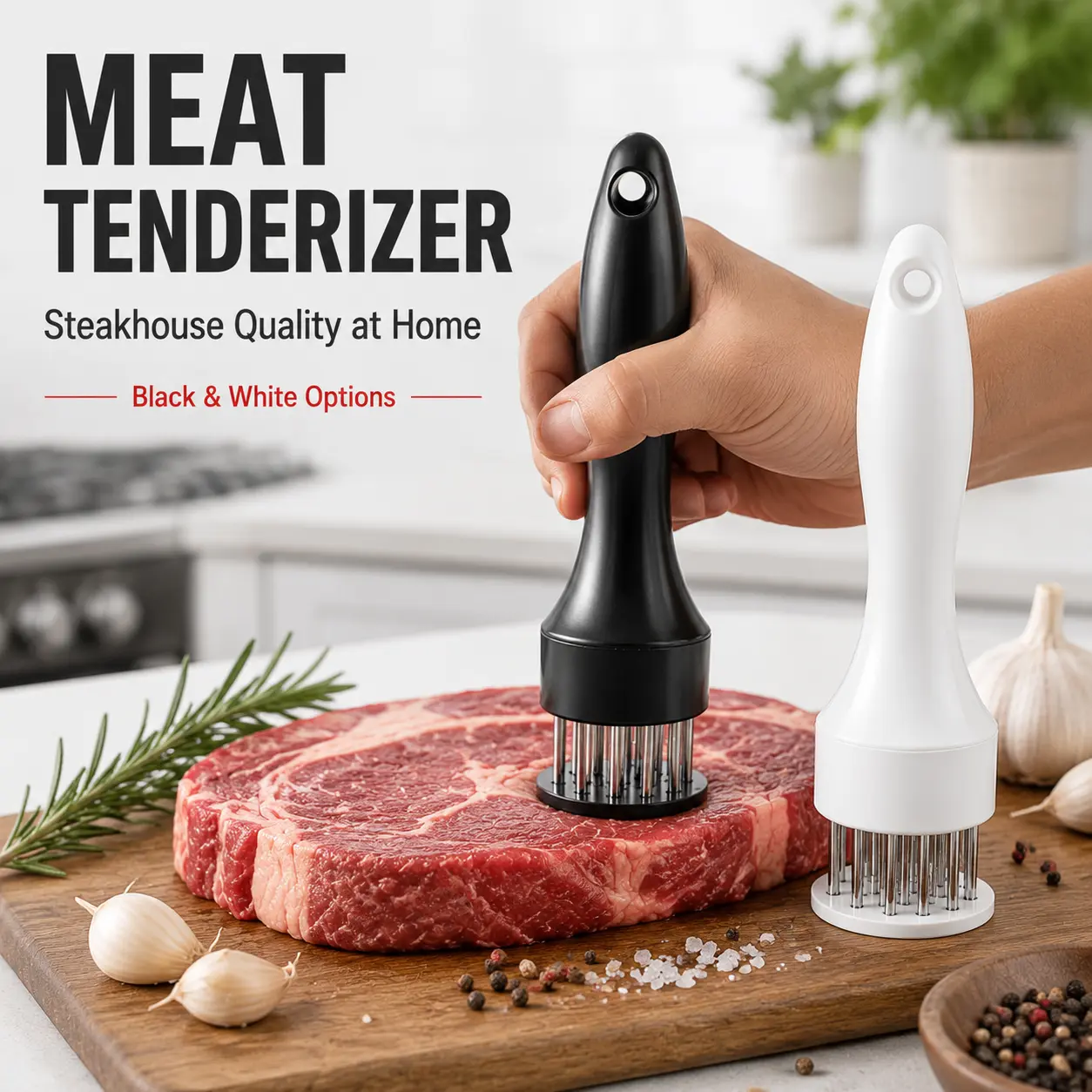 Stainless Steel Meat Tenderizer Tool for Steak, Chicken & Pork – Needle Tenderizer for Faster Marinating & Juicier Meat