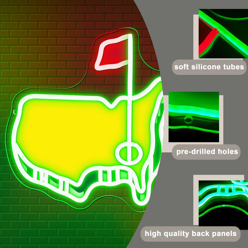 Golf Map Neon Sign, USB Powered Neon Light, Neon Sign for Man Cave Bar Pub Beer Lift, Wall Decoration, Home Decor, Room Decor