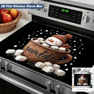 Creative Snowman Kitchen Heat Resistant Mat, Cute Winter Scene Decoration, High Temperature Non-Slip, Protects Countertop, Festive Atmosphere, Placemat