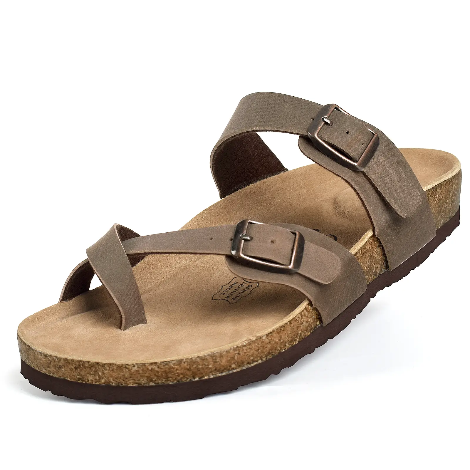 FITORY Womens Leather Slide Sandals with Comfort Cork Footbed free sample shoes