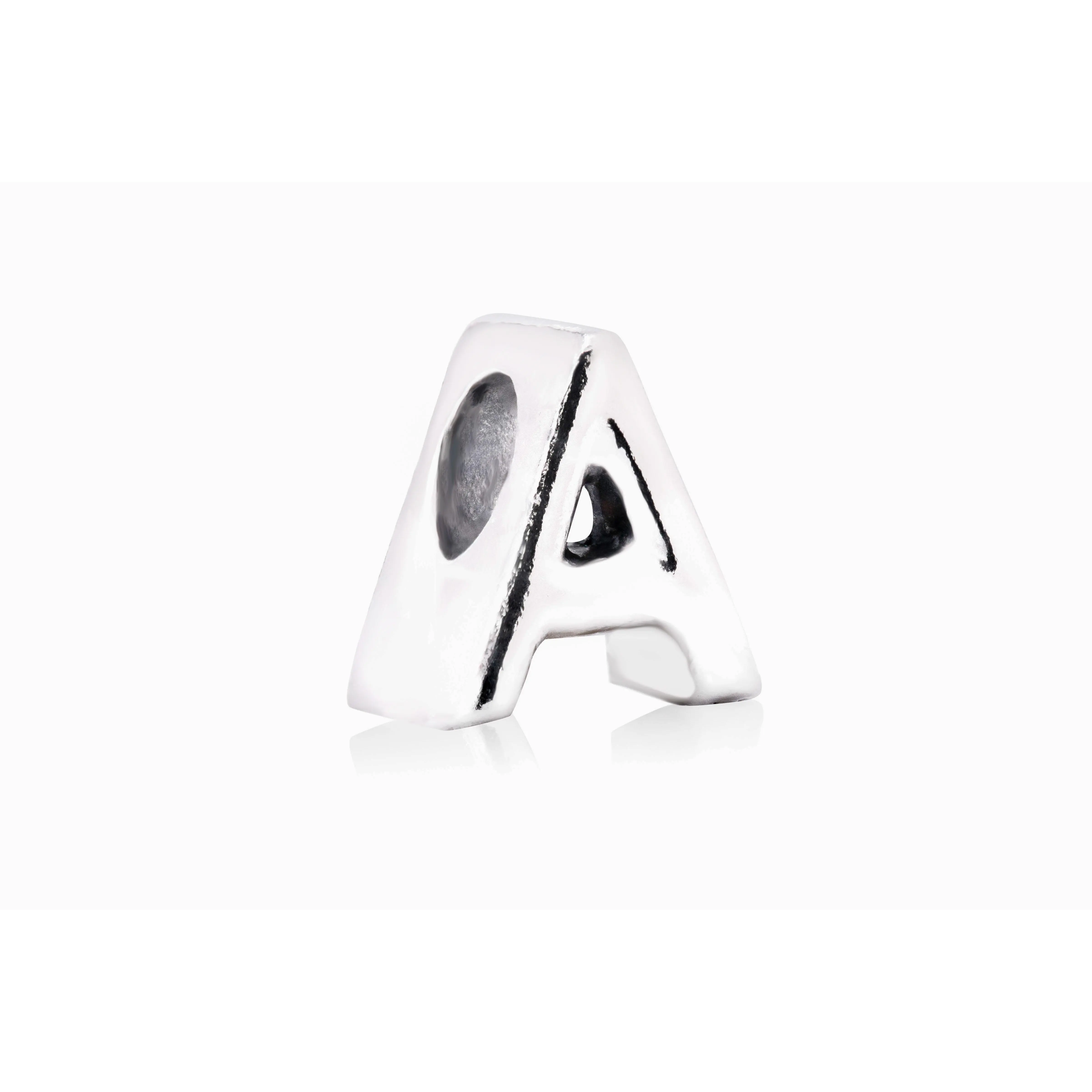PANDORA Letter A Sterling Silver Customizable Initial Charm with Decorative Heart Pattern, Personalized Jewelry Pendant 797455, Customizable Initial Charms & Pendants, Combines With Other Charms