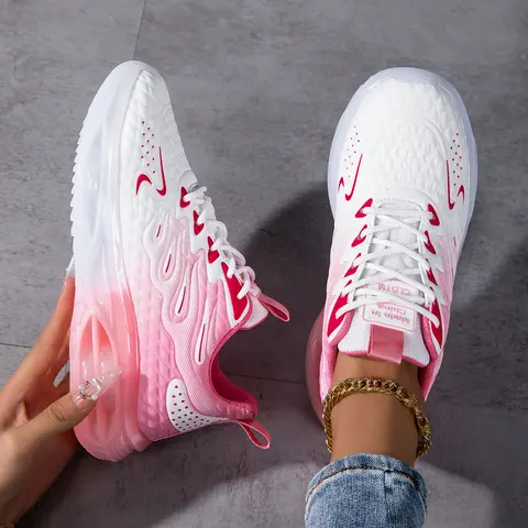Women's Casual Walking Sneakers - Mesh Fabric Athleisure All Season Shoes for Women, Breathable Flats with EVA-MD Cushioning, Ombre Design, Lightweight All-Day Comfort for Walking, Tennis, All Season Sneakers