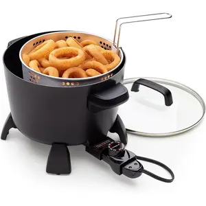 8-Quart Big Kettle Multi-Cooker Steamer Deep Fryer Black