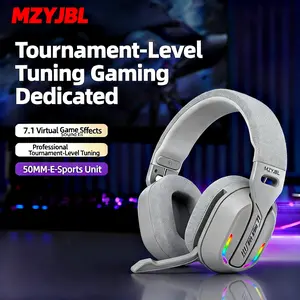 MZYJBL B500 Over Ear Wireless Headphones RGB Gaming Headset Bluetooth 5.4 Low Latency Deep Bass 60H Playtime for Gamer