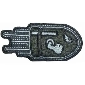 Angry Flying Bullet Subdued Grey Patch [Hook Fastener] 3.0 X 1.5 inch