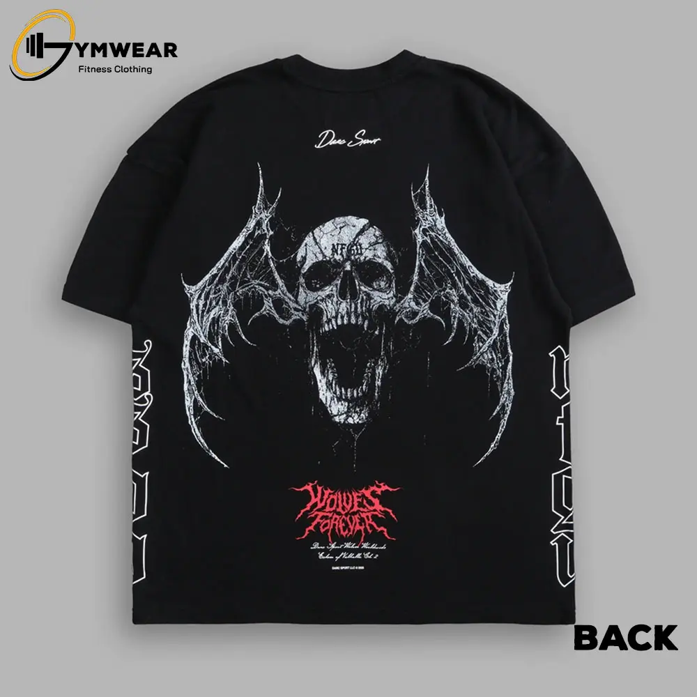 Valhalla Wings Oversized Graphic Tee, Heavyweight Cotton Crewneck T-Shirt, Vintage Street Fashion Top