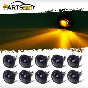 Partsam 10x 3/4" Amber Round Led Marker Light Smoked For Pickup Truck Trailer RV Camper Golf Cart, 3/4" Smoked Mini Clearance Auxiliary Turn Signal Light Lamp
