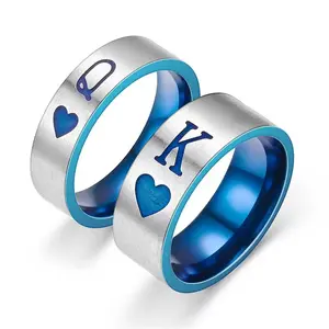 Couple Poker K Q Valentine's Day Ring Titanium Steel us size6-13 width 8mm A Perfect Gifts For Lovers,Friends,Boyfriends, Girlfriends,Wife,Husband,Thanksgiving,Independence Day,Holloween,Black Friday,Chrisatmas and New Year