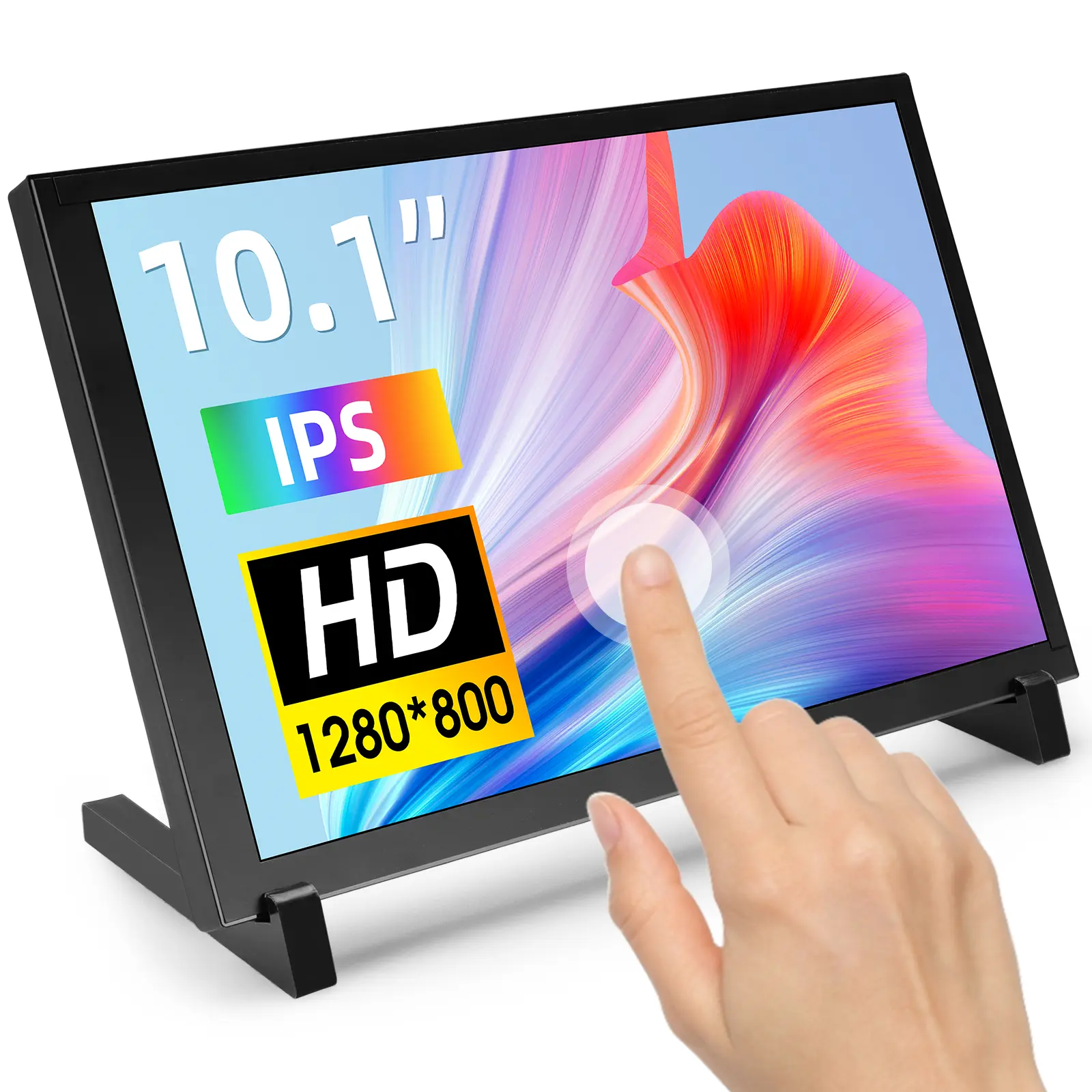 ELECROW 10.1-Inch Capacitive Touchscreen Monitor, 1280x800 IPS HD LCD Display with Stand, Portable for Raspberry Pi 3/3B+/4B/5, Jetson Nano, PC, Windows