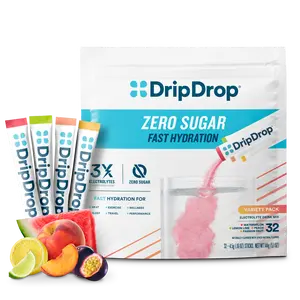 DripDrop Zero Sugar Variety Pack Electrolyte Powder, 8 oz sticks, 32 count