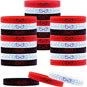 24Pcs Spider Silicone Wristbands Bracelets hero Spider Party Decorations Supplies for Spider Theme Boys Girl Birthday Party Favors