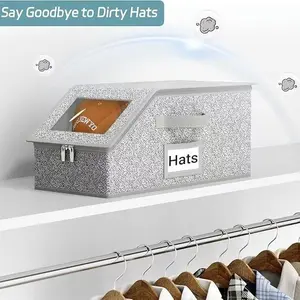 Stackable Baseball Cap Storage Box, Holds Up to 24 Hats – Durable Foldable Cardboard Organizer, Large Capacity Hat & Toy Storage Solution, Versatile Home & Bedroom Organizer, Dustproof, Space Saving