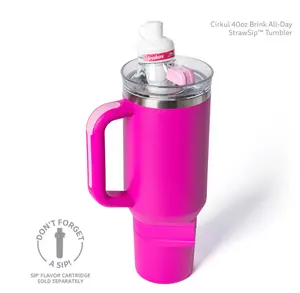 All-Day StrawSip 40oz Double-Wall Insulated Stainless Steel Tumbler with Handle, Brink (Bright Pink) - Drinkware for Refreshing Beverages - Flasks