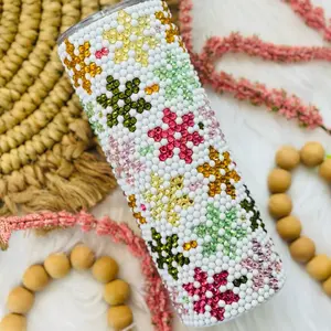 Snowflake Rhinestone Tumbler - Decorative Drinkware Bottle with Eye-Catching Design