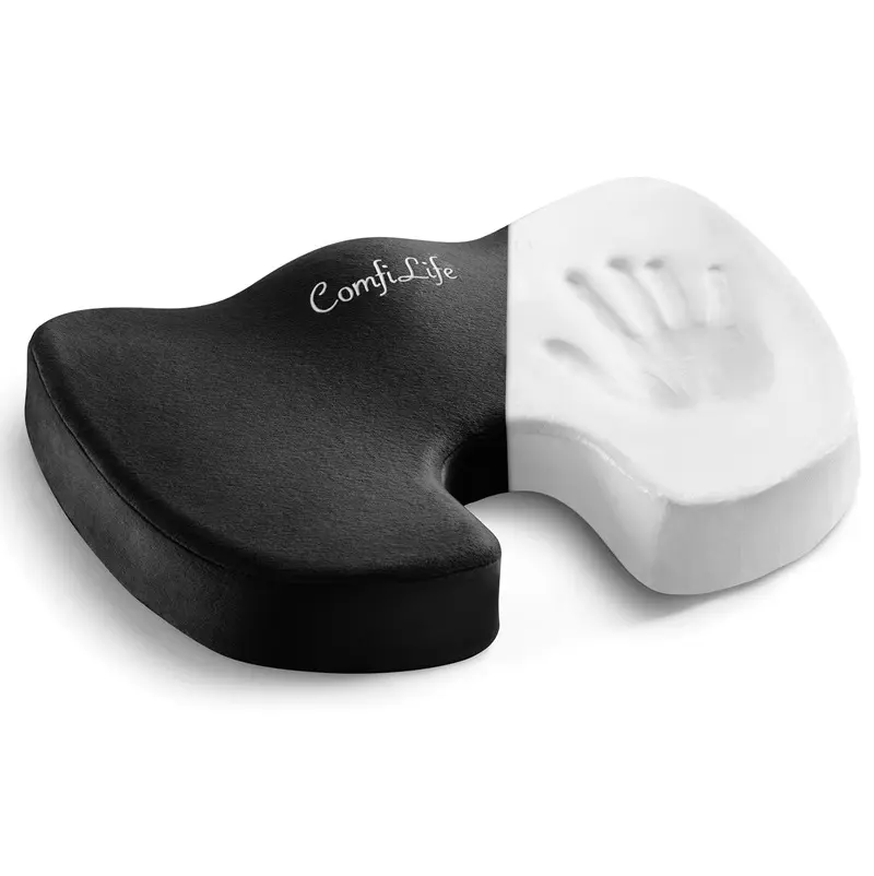 ComfiLife Orthopedic Premium Memory Foam Seat Cushion - Supportive Sitting, Removable Velour Cover, Ergonomic Design, Durable Build, Easy Transport Handle, Universal Use for Lower Back Pain, Stress Relief, Relaxation (Office, Travel)