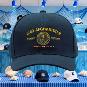 US ARMY IRAQ AFGHANISTAN COMBAT VETERAN FLAG USA BALL CAP HAT BLACK Retro Fun Truck Driver Baseball Hat