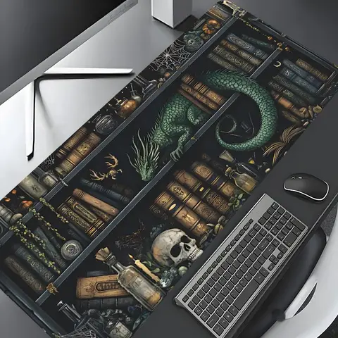 Mystical Dragon Pattern Mouse Pad, Large Game Mouse Pad, Computer Desk Mat, Aesthetic Desktop Decoration Protective Pad, Rubber Pad Non-slip Lock Edge Work Pad, Desktop Accessory, Office Desk Accessories