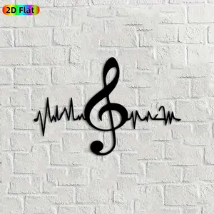 1pc Music Note & Heartbeat Metal Wall Art, Rhythmic Music Note Statue Mural, Ideal Gift for New Year, Christmas, Music Decor Enthusiasts, Rust-Resistant Metal Wall Decor Wall Sculptures,  Stylish Indoor Outdoor Decor