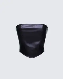 Nika Black Faux Leather Top