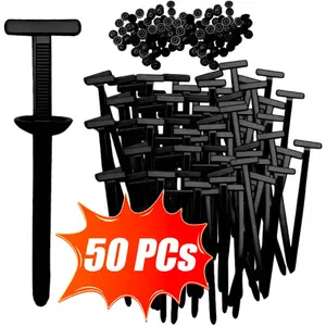50/600pcs Universal Car Nylon Cable Tie Buckles Heavy Duty Self-Locking Zip Car UV Resistant Ties with Pin Button Fasteners